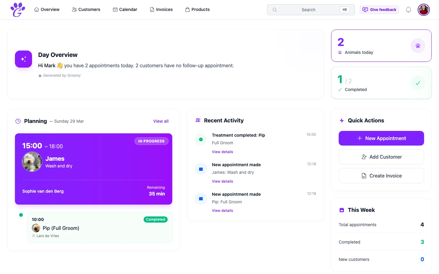 GroomSome privacy settings showing data retention, export and deletion controls