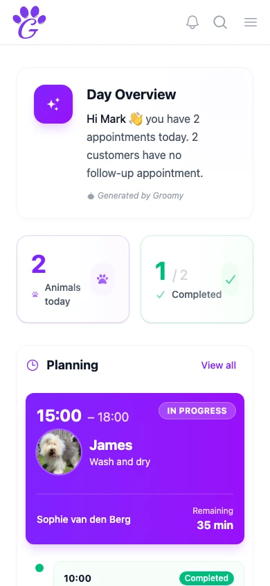 GroomSome mobile app showing a push notification to approve a sign-in