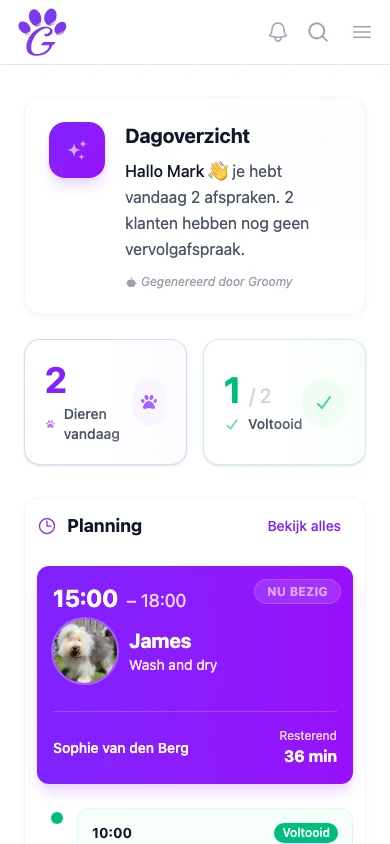 GroomSome mobiele app met pushmelding om inloggen goed te keuren